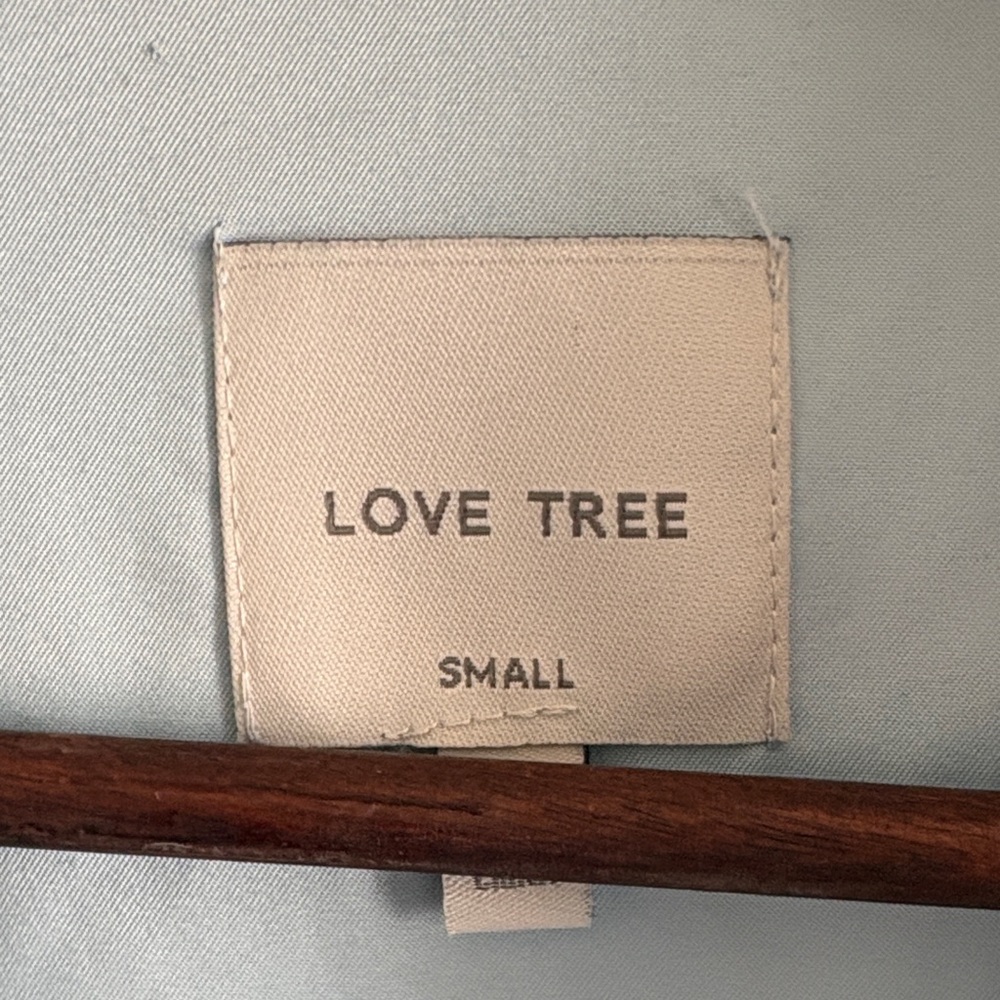 Light Blue Open Front Trench Jacket - Love Tree - Picture 2 of 6